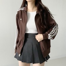 [국내제작/간절기ver] 데이지클로젯 딜라이 뱃지 레이스 트랙 라인 투웨이 긴팔 오버핏 후드집업 / 봄 여름 가을 루즈핏 학생 교복템 여성 여자 아우터 빅사이즈 기본템 데일리룩