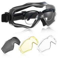 114901 Copkim Ansi Z87.1 에어소프트 고글 오버 안경 김 서림 방지 전술 안전 안경 3개의 충격 교체 가능한 렌즈 포함 사격 스키 및 라이딩용 야외 보호, Copkim 안전 고글, 안경, Ansi Z87.1 에