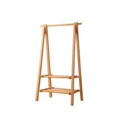 宅配 實木摺疊衣架 摺疊收納多功能衣帽架, 實木摺疊衣架 (75CM 小款雙層), 原木色