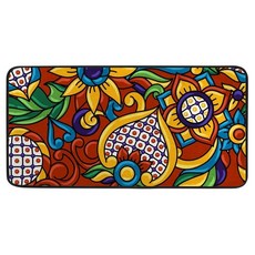 긴 러그 주방 바닥 매트 카펫 부드러운 욕실 미끄럼 방지 세탁 가능 멕시코 탈라베라 민속 레드 장식 거실 가정 침실 99 x 50.8cm(39 x 20인치), 긴 러그 주방 바닥 매트 카펫 부드러운 욕실 미끄럼 방