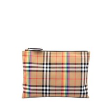 버버리 중고 2000-2017 하우스 체크 캔버스 레인보우 클러치 백