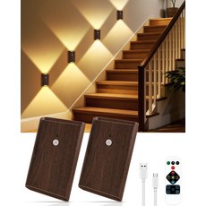충전식 모션 센서 월 스콘스 세트 2 5000mAh 무선 배터리 작동 라이트 실내 3가지 색상의 조명 침실 복도월넛용 리모컨이 있는 마그네틱 조명3가지 색상, Walnut, 4 Pack