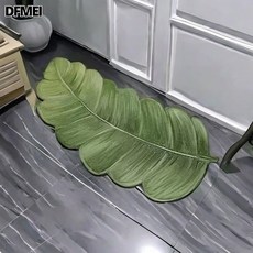 DFMEI ins風綠植浴室腳墊 衛生間吸水地墊家用異形門墊硅藻泥地毯, 1個, 盎然 A(無光影)