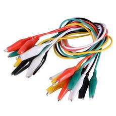 악어클립 테스트 리드선 50cm 10개입 세트 - 5색상 악어집게 연결 전선 - 전기 회로 실험용 점퍼선, 1세트