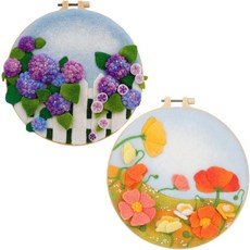 AURAFUL 바늘 펠팅 키트 식물 세트 4개 울 로빙이 있는 DIY 용품 설명서 초보자 도구 아트 크래프트 플라워-2Pcs, Flower-2Pcs