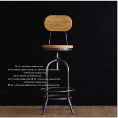 스툴 인더스트리얼 레트로 원목 등받이 복고풍 바스툴 바의자 철제 바 빈티지 의자 인테리어, D. 무광 검정 등받이 없음