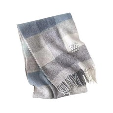 Weximil 100 호주 울 스카프 니트 부드럽고 따뜻한 넥웨어 여성 및 남성용 타탄 다크 블랙 라지 140850, 타탄 - 블루