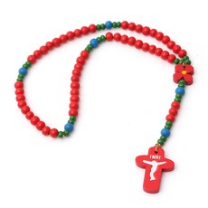 어린이 5단나무 묵주 빨강 첫영성체 천주교 성물