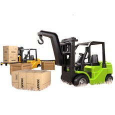 迷你遙控拖板車 1:64 比例 2.4GHz 附後拖板、承載板、吊車鉤, 桌面迷你升降工程車, 1個