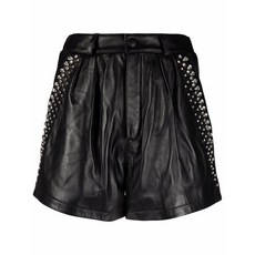 필립플레인 크리스털 장식 가죽 쇼츠