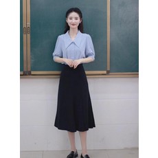 이동식 화이트보드 단면 사무실용 높이조절 거치대 스탠드, 블루 스탠드칼라 셔츠+블랙 블레이저