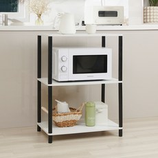튜반 주방 거실 3단선반장 2단 다용도 전자레인지 선반, 4단, 블랙화이트