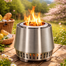 노제 미니 캠핑 화로대 휴대용 스테인리스 불멍 난로 장작 숯 겸용 야외 캠핑용 화목난로, 1개, 은색