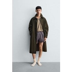 ZARA 탈부착 퀼팅 안감 트렌치 코트 - 그레이 블루 542292