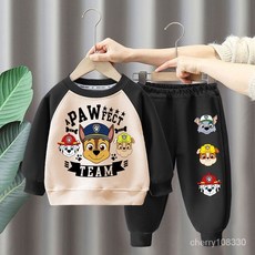 【桃園-出貨】兒童套裝 男童長袖 兒童汪汪隊插肩T恤套裝2024款男女童休閒衣服洋氣衛衣衛褲兩件套t RLIM