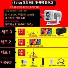미니 빔프로젝터 플러스 초고화질 휴대용 자취방 거실 학생용 홈시네마 벽투사 TV 연결, 기본구성, X3 2G 대용량 AI 자동 영국, 기본 색상