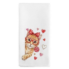 Nvucamd 발렌타인 그레이트 피레네 선물 주방 타월 여성 개 애호가를 위한 재미있고 훌륭한 피레네 선물 재미있는 발렌타인 강아지 핸드 디쉬 티 타월 주방 욕실 액세서리, 주황색 얼룩 무늬 고양이
