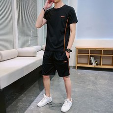 夏季男士运动休闲短袖T恤速干两件套