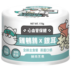 nu4PET Super 小白貓主食罐 80g 170g, 12個, 陪心小白貓主食罐-雞鵪鶉x銀耳, 混合口味
