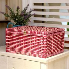 라탄 바구니 수납 정리함 다용도 대형 세탁 바스켓 빨래, 1개, 진분홍 스트라이프