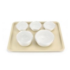 병원 단체급식용 화이트 식기 세트, 쟁반(베이지), 01. PC병원용식기 3찬세트(JS), 1개