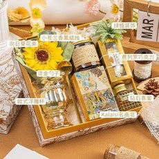 台灣精選小眾高級女神節伴手禮 三八女神節禮盒套裝實用禮品公司送員工高級感禮物, 金色花卉禮盒8, 1個