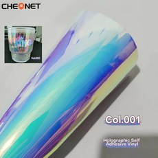 홀로그램 무지개 그라디언트 실내 접착 비닐 Permane 공예 표현 데칼 로그인 스티커 DIY, [00] 12X39IN(30X100CM), [00] White To Blue 1