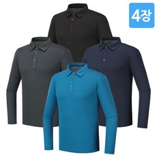 [4장세트] 남성 봄 여름 쿨론 스윙 모션 무지 카라티 SWT19 스판 골프웨어 비즈니스 아웃도어 등산 데일리 외출복 작업복 근무복 여름긴팔 티셔츠