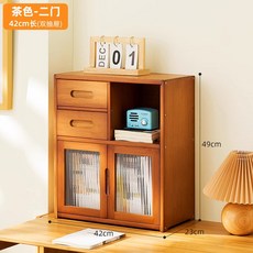 兒童桌面書架 楠竹材質 簡易書架 書桌收納置物架 客廳書房適用 小巧實用, 【長虹雙門】茶色42長（雙抽屜）