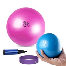 허황후 안티버스트 짐볼+토닝볼+플로우밴드+펌프 요가 홈트용품 필라테스, 짐볼65cm(핑크)+토닝볼3LB+플로우밴드+손펌프
