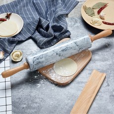 天然大理石擀麵杖 家用烘焙工具, 1個