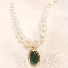 큐블리옹 반려견 진주 목걸이 악세사리, 1개, 에메랄드그린