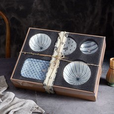 日式創意陶瓷碗碟套裝 家用釉下彩碗筷 一人食精緻餐具, 1個, 和韻六件套禮盒裝