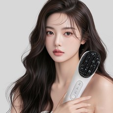AOX 무선 헤어 스타일러 브러쉬 음이온 빗 고데기 휴대용 모발 손상 없는 매직기, 흰색