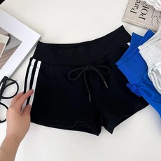 學院風復古三條槓運動短褲女夏外穿中腰顯瘦瑜伽抽繩直筒褲