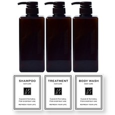 아루아 욕실 사각 디스펜서 650ml 3종 세트+방수스티커 3종, 브라운, 1개