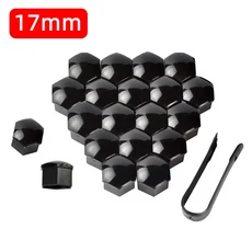 20개입 17/19/21mm 자동차 휠 너트 캡 보호 볼트 외부 장식 녹 방지 허브 스크류 커버 타이어, 02 17mm black