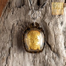 泰國親請 金面坤平佛 招桃花人緣。事業成長。好運連連 龍普隆, 黑金蔥塑膠殼(含項鍊)