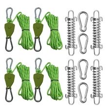 12 개/대 텐트 바람 로프 스프링 버클 4mm 4m 캠핑 반사 텐트 타이 다운 로프 강화제 고정 바람 로프 고정, 01 녹색