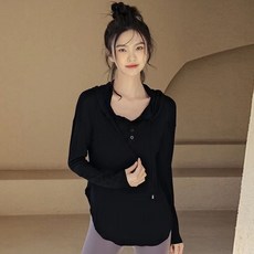 運動上衣 女 秋季 寬鬆連帽 瑜伽服 跑步防曬 長袖健身服