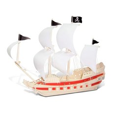 Puzzled 3D 퍼즐 해적선 목재 공예 건설 모델 키트 재미있고 독특하며 교육적인 DIY 나무 장난감 조립 미완성 취미 만들기 및 페인트 장식용 139피스 팩 153186