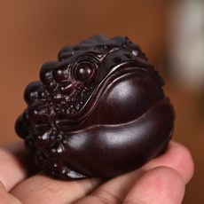 黑檀木 金蟾 手把件, 如圖所示, 1個