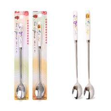 스텐 롱티스푼 디저트 커피 다과 작은 숟가락, 3개, 퍼플
