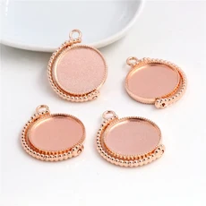 5pcs 16mm 20mm 내부 크기 회전 더블 사이드 8 컬러 카메오 카보 촌베이스 설정 매력 새로운 패션 펜던트, 04 16mm, 08 Rose Gold