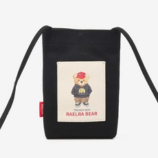RaelraBear 進口斯因斯帆布迷你手機斜背肩揹包, 黑色