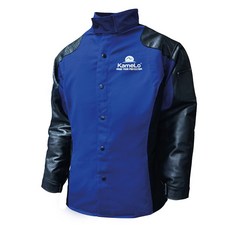 카멜로 방염면 용접자켓 팔 가죽 상의 W151-SL, XXL, 1개, 블루+블랙