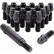 휠 액세서리 부품 20개 M12 x 1.25 12x1.25 아콘 시트 러그 볼트 19mm 육각 렌치 28mm 나사 길이 크롬 마감 크라이슬러 200 ｜ 2016년 이후 지프 체, Spline Black, Jeep Renegade