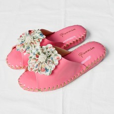거실화 에나멜왕꽃 여성 가죽실내슬리퍼 5color, 6.코랄핑크, 1개