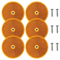 Tuxihapp 6피스 자동차 안전 반사판 스테인리스 스틸 나사 및 장착 구멍이 있는 원형 반사 경고 표지판 트레일러/진입로/우편함/터널/기둥용 범용 자동차 전면 반사판 옐, 옐로우