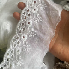 자수 레이스 2 미터 화이트 핑크 옐로우 코튼 리본 패브릭 플라워 트림 예쁜 드레스 의류 장식 6cm, [01] 2 meters, [01] pure white
